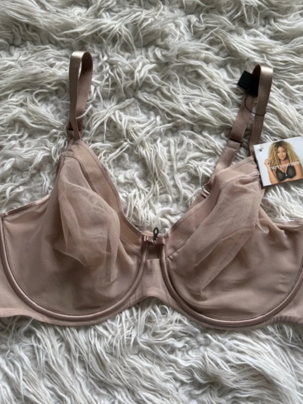 NWT Curvy Couture Sheer Mesh Full Coverage Unlined Underwire Bra